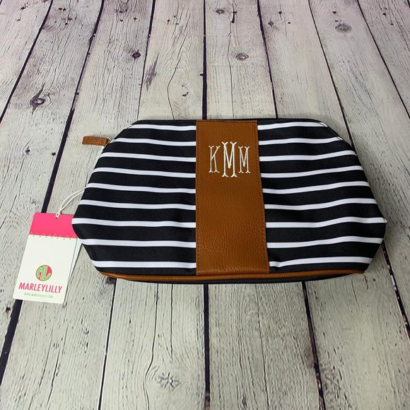 KMM Handbags - KMM Cosmetic Bag Black and White Stripe Brand New!